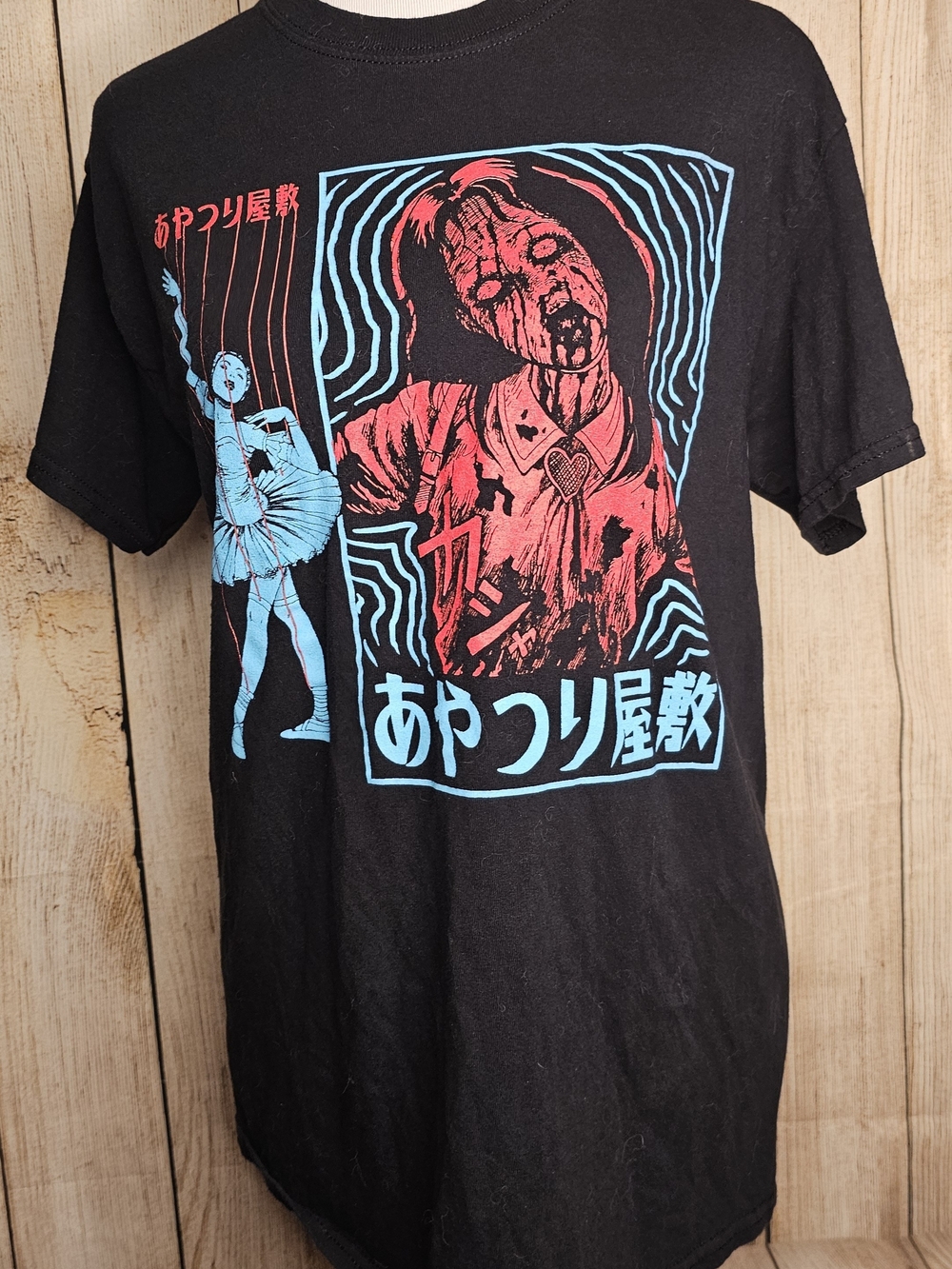 Junji Ito Collection Mens M Black Horror Anime Graphic T Shirt Japanese Manga